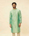 Mint Green Shankh Motif Kurta Set image number 0